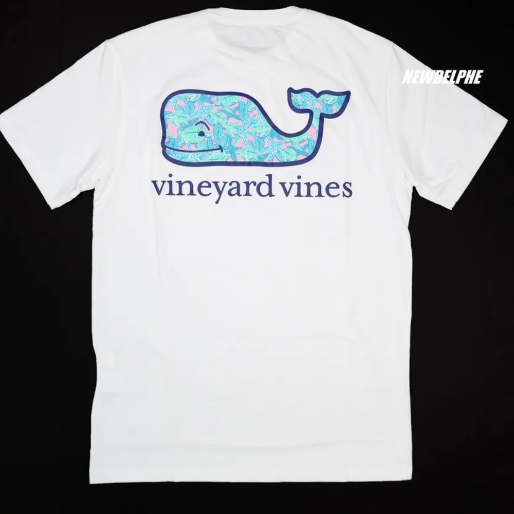 Vineyard Vines Men's Short Sleeve Pocket Crew Tee "TURTLES & STARFISH WHALE" XXL